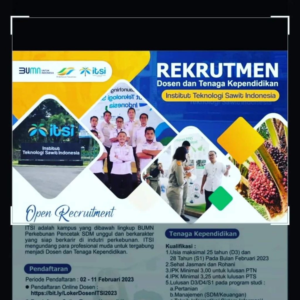 REKRUTMEN DOSEN DAN TENAGA KEPENDIDIKAN INSTITUT TEKNOLOGI SAWIT ...