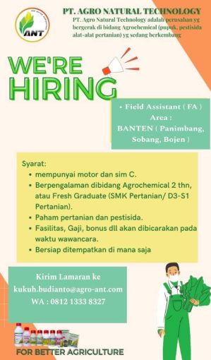 Lowongan – PT. Agro Natural Technology – Field Assistant (FA ...